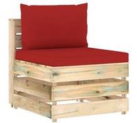 vidaXL Middenbank sectioneel met kussens groen geÃ¯mpregneerd hout3074513 G
