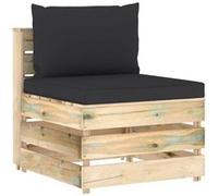 vidaXL Middenbank sectioneel met kussens groen geÃ¯mpregneerd hout3074514 G