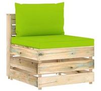 vidaXL Middenbank sectioneel met kussens groen geÃ¯mpregneerd hout3074518 Vert G
