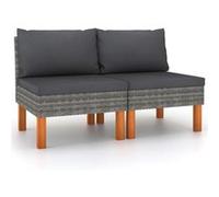 Vidaxl Canapés Centraux 2 Pcs Résine Tressée Et Bois D'eucalyptus