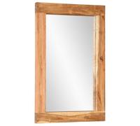 vidaXL Miroir mural Miroir de maquillage 70×50 cm Bois massif d'acacia et verre
