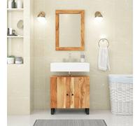 Miroir Mural, Miroir de Maquillage Suspendu, Miroir de Courtoisie, Décoration Chambre à Coucher Salon Salle de Bain, 70x50 cm Bois Massif d'Acacia et