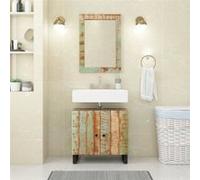vidaXL Miroir 70x50 cm bois massif de récupération et verre 351984 Marron G