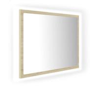 vidaXL Miroir à LED de Salle de Bain Miroir Mural Miroir de Maquillage Eclairage Lumineux Maison Intérieur Chêne Sonoma 60x8,5x37 cm Acrylique