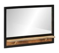 vidaXL Miroir avec Étagères, Miroir de Maquillage, Miroir de Courtoisie Salle de Bain Toilette, Moderne, Verre et Bois Massif Manguier