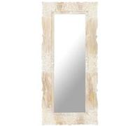 vidaXL Miroir Blanc 110x50 cm Bois de manguier massif Blanc G