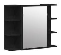 vidaXL Miroir cabinet Chêne noir Bois massif Compact