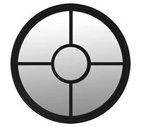 vidaXL Miroir de Jardin Miroir de Patio Mural Décoration de Jardin Suspendu Ajout de Lumière Noir 60x4 cm Fer Rond Utilisation Extérieure