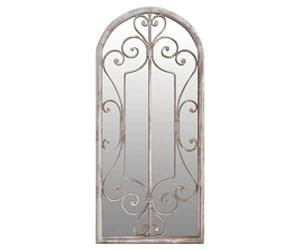 vidaXL Miroir de Jardin Miroir de Patio Mural Décoration de Jardin Suspendu Ajout de Lumière Sable 100x45cm Fer pour Utilisation Extérieure