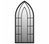 vidaXL Miroir de Jardin Miroir Mural Miroir Décoratif Miroir Suspendu Jardin Arrière-Cour Noir 100x45 cm Fer pour Utilisation Extérieure