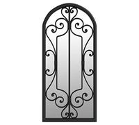 vidaXL Miroir de jardin mural suspendu 100x45 cm Noir en fer, ajout de lumière, pour extérieur