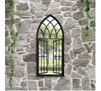Vidaxl Miroir De Jardin Noir 100x45 Cm Fer Pour Utilisation Extã©Rieure