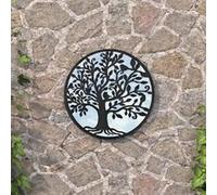 Miroir de jardin Noir 40x2,5 cm Fer Rond utilisation extérieure