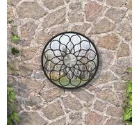 vidaXL Miroir de jardin 40x3 cm Fer rond Utilisation extérieure Noir
