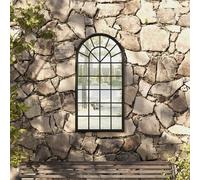 Miroir de Jardin Noir 90x45 cm Fer Utilisation Mural Suspendu Balcon vidaXL