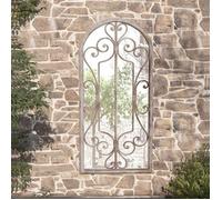 vidaXL Miroir de jardin 100 x 45 cm Sable Fer pour utilisation extérieure