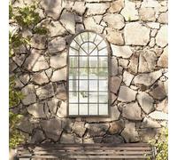 vidaXL Miroir de jardin Sable 90x45 cm Fer pour utilisation extérieure
