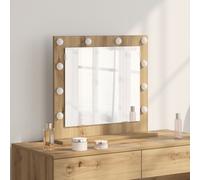 Miroir de vanité LED - vidaXL - 60x55x18 cm - Chêne artisanal - Verre et bois composite - Éclairage LED blanc chaud