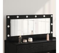 vidaXL Miroir de Maquillage Chêne Noir Bois, Verre Moyen Noir