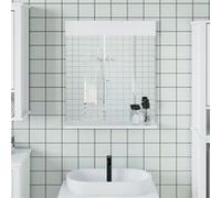 vidaXL Miroir de salle de bain BERG avec étagère bois massif blanc