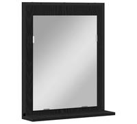 vidaXL Miroir de Salle de Bain avec étagère Chêne Noir 50 x 12 x 60 cm, Rangement de Salle de Bain, Miroir rectangulaire, Armoire Murale, Style Rustique, Gain de Place, déco Durable