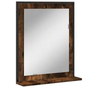 vidaXL Miroir de Salle de Bain avec Étagère, Miroir de Maquillage, Miroir Coméstique, Miroir de Courtoisie, Moderne, Chêne Fumé Bois d'Ingénierie