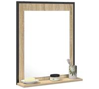 Miroir de salle de bain avec étagère - vidaXL - Noir - 50x12x60 cm - Verre et bois ingénierie - Rectangulaire