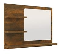 vidaXL Miroir de Salle de Bain Meuble de Toilette Mural Maquillage Coiffeuse Cosmétique Décoration Intérieur Chêne Fumé 60x10,5x45 cm Bois d'Ingénierie