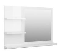 vidaXL Miroir de Salle de Bain, Miroir de Courtoisie, Miroir de Maquillage, Miroir Cosmétique Toilette Maison Intérieur, Blanc Brillant Bois d’Ingénierie
