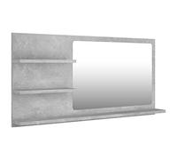 Miroir De Salle De Bain 90x10,5x45 Cm, Gris Béton, Bois Contreplaqué, Montage Mural, Design Gris