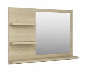 vidaXL Miroir de Salle de Bain Miroir de Maquillage Miroir Mural Décoration Miroir Décoratif Maison Intérieur Chêne Sonoma 60x10,5x45 cm Aggloméré