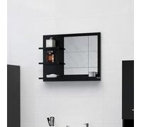 vidaXL Armoire de Salle de Bain avec Miroir, Noir, 60x10.5x45 cm, Bois d’ingénierie & Acrylique, Meuble Mural, Rangement cosmétique & Maquillage, Décoration Murale