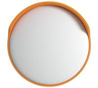 vidaXL Miroir de Traffic Convexe d'Extérieur, Miroir de Circulation avec Abat-jour, Miroir de Sécurité Route, Orange Ø30 cm Polycarbonate