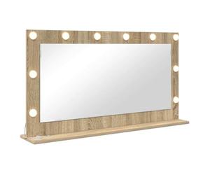 vidaXL Miroir de vanité Chêne Sonoma 100 x 55 x 18 cm Rectangulaire | Des lumières intégrées pour mieux voir, Un look épuré et stylé qui va avec tout,