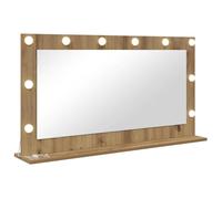 vidaXL Miroir de vanité Rectangulaire Chêne Artisanal 100 x 55 x 18 cm, Miroir de Chambre élégant, déco LED, Support en Verre Contemporain, éclairage Chaleureux et Style assuré