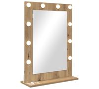 vidaXL Miroir de vanité Rectangulaire Chêne Artisanal 70 x 50 x 18 cm, Miroir de Chambre élégant, déco LED, Support en Verre Contemporain, éclairage Chaleureux et Style assuré