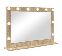 vidaXL Miroir de vanité Chêne Sonoma – 80x55x18 cm, verre et bois composite, LED blanc chaud
