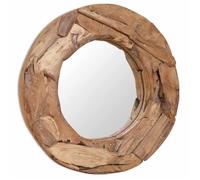 vidaXL Miroir décoratif Teck 60 cm Rond