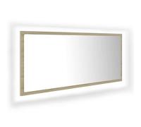 vidaXL Miroir LED de Salle de Bain, Miroir de Courtoisie, Miroir de Maquillage, Miroir Cosmétique Toilette Maison Intérieur, Chêne Sonoma Acrylique