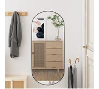 vidaXL Miroir Mural, Miroir de Maquillage Suspendu, Miroir de Courtoisie, Décoration Chambre à Coucher Salon Salle de Bain, Moderne, 40x90 cm Verre Ovale