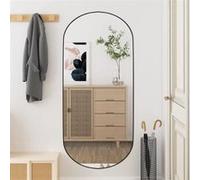 vidaXL Miroir Mural, Miroir de Maquillage Suspendu, Miroir de Courtoisie, Décoration Chambre à Coucher Salon Salle de Bain, Moderne, 45x100 cm Verre Ovale