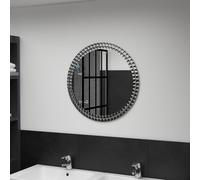 Miroir mural rond - VIDAXL - 60 cm - Verre trempé - Bord en cristal acrylique - Argenté