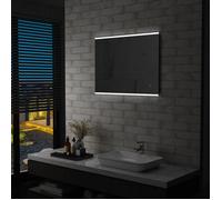 vidaXL Miroir Mural à LED de Salle de Bain et Capteur Tactile Miroir à Eclairage Miroir à Lumière Miroir Carré Intérieur 144733