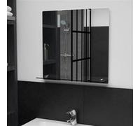 vidaXL Miroir Mural avec Etagère Miroir de Salle de Bain Miroir de Salon Miroir de Chambre à Coucher Intérieur Maison 50x50 cm Verre Trempé Argent G