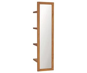 vidaXL Miroir Mural avec Etagères Décoration Miroir de Maquillage Miroir Cosmétique Salle de Bain Maison Intérieur 30x30x120 cm Bois de Teck Massif