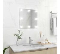vidaXL Miroir Mural avec Lampes LED Carré Miroir de Dressing Miroir de Maquillage Chambre à Coucher Salle de Bain Maison 3078636 Gris G
