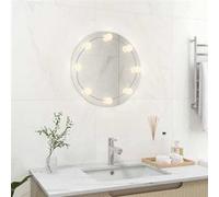 vidaXL Miroir mural 3078639 – Rond avec lampes LED, miroir de maquillage et dressing Gris G