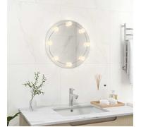 vidaXL Miroir mural 3078639 – Rond avec lampes LED, miroir de maquillage et dressing Gris G