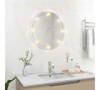vidaXL Miroir mural avec lampes LED Rond, Verre Gris G
