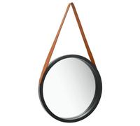 vidaXL Miroir mural avec sangle 40 cm Noir 320363